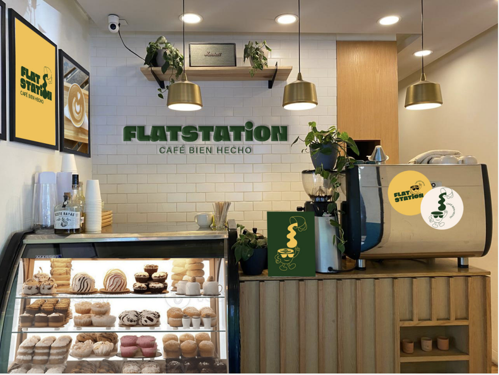 Interior de la cafetería Flat Station